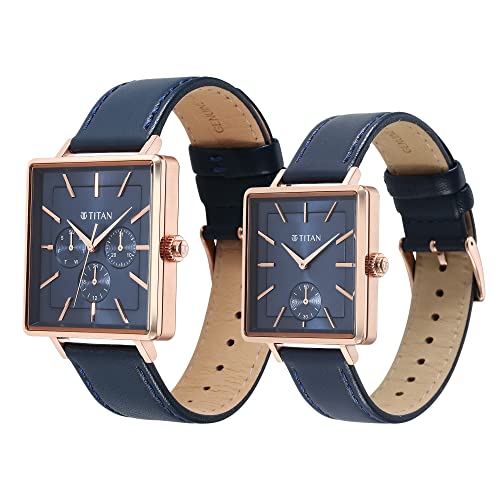Titan Bandhan Black Dial Quartz Multifunction Leather Strap Watch for Couple-NS9400594205WL01P - Image 3
