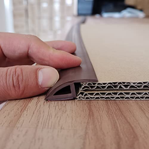 Zeyue 6.56Ft Floor Mats Edge Reducer,Carpet Tile Straight Edge Threshold Transition Strip,Hardwood Floor Edging Trim Vinyl,Beveled Edge Ramp Edge Guard For Use With 3/8" Thick Rubber Flooring Brown #TOP7