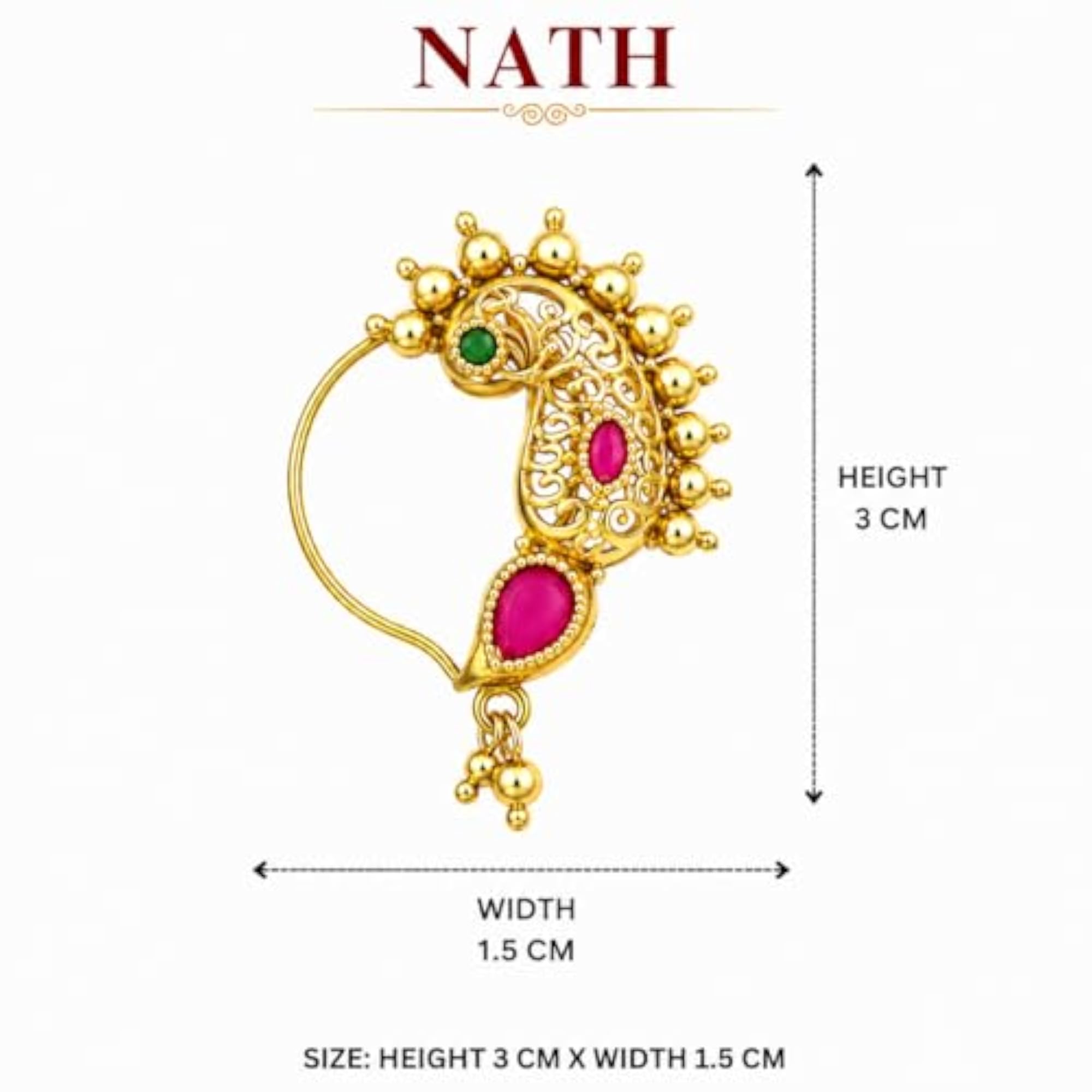 Trending Golden Finishing AD Stone Maharashtrian Nath