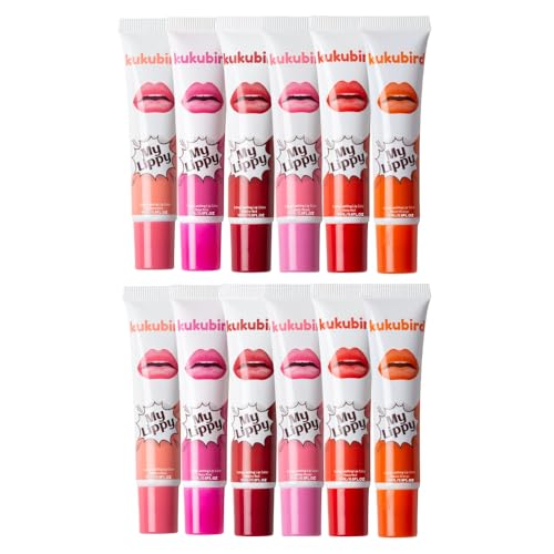 Kukubird 12pcs Lip Tattoo Peel & Reveal Waterproof Lipgloss Lip Tint Womens Girl Makeup Beauty Set- Lip Tattoo