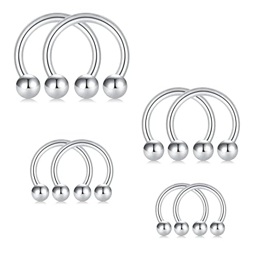 Longita 16G Caballo Piercing Septum Acero Inoxidable Piercing Nariz Septum Nose Ring Septum Piercing Helix Cartilago Oreja Diámetro 6-12MM Plata Septum Piercing