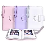 HIYQIN チェキ アルバム ３冊セット，Fujifilm instax mini 99/EVO/12/11/9/8/8+/7/25/90用チェキアルバム 3寸写真28枚収納3冊セット 大容量チェキ帳 名刺・キャッシュカードも収納可能 PUレザー 単色(ピンク+パープル+ホワイト)