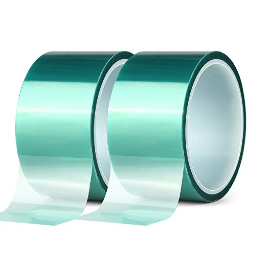 2 Roll Polyester Hoge Temperatuur Masking Tape, PET-Tape met Siliconen Lijm, Ideaal voor het schilderen, Poedercoating, Anodiseren, Circuit Boards, 3D Printer (2 "*9,6 voet)