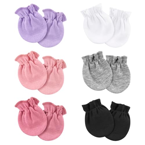 Image of AQOKKA Newborn Baby Mittens No Scratch Cotton Elastic Wrist Gloves Infant Toddler Mittens for Baby Boy Girl 0-6 Months