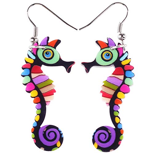 DOWAY Pendientes de caballito de mar de hipocampo colorido colgante de gota joyería decoración del océano para mujeres y niñas, regalos divertidos de fiesta, Acrílico, Arenisca Cover