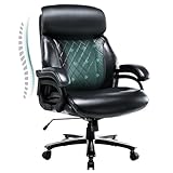 Big and Tall Office Chair 400lbs-Heavy Duty Executive Desk Chair with Extra Wide Seat, High Back Ergonomic Leather Computer Chair with Tilt Rock&Tension, Padded Armrests-Black