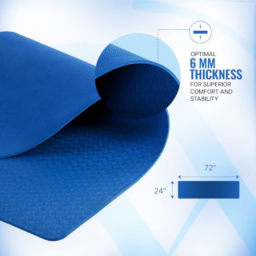 Image of Wiselife Intention 6mm Yoga Mat for Men & Women | Anti-Slip TPE Exercise Mat for Yoga, Pilates, Workout & Fitness (Blue, 6 MM)