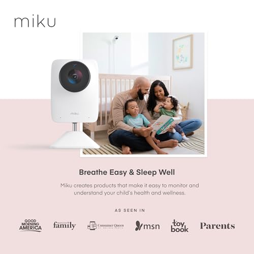 Miniatura 4 de Miku Monitor Inteligente Pro Smart Para Bebés Con Cámara, Rastrea La Respiración En Vivo Sin Uso Portátil, Alertas En Tiempo Real, Análisis Del Sueño, Video Wi-Fi De 1080p, Visión Nocturna Y Audio