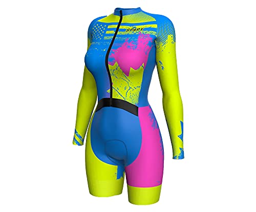 Sparx Premium Women Cycling Skinsuit Padded Speedsuit Women One Piece Cycling Kit (US_CA, 2XL)