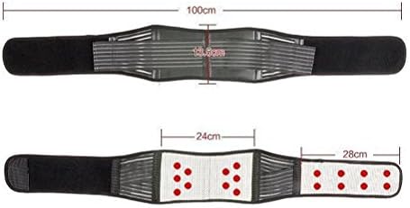 ULTNICE Portable Adjustable Elastic Infrared Self-heating Magnetic Therapy Back Waist Support Lumbar Brace Belt Double Pull Strap Lower Pain Massager - Size XL (Black)