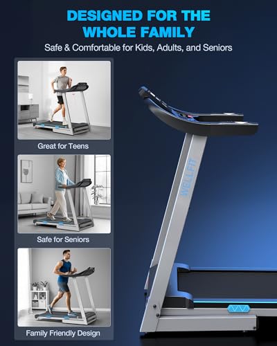 Image of WELLFIT Auto Incline Folding Treadmill - 15% Incline Desk Walking Pad Treadmill with Handlebar, 400 lbs Heavy-Duty Capacity, Space-Saving Quiet Under-Desk Design for Home Office, Seniors & Fitness