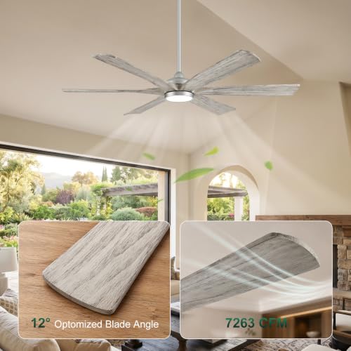 72 Inch Smart Ceiling Fan with Light,6 Barn Solid Wood Blades,Large Airflow - image 4
