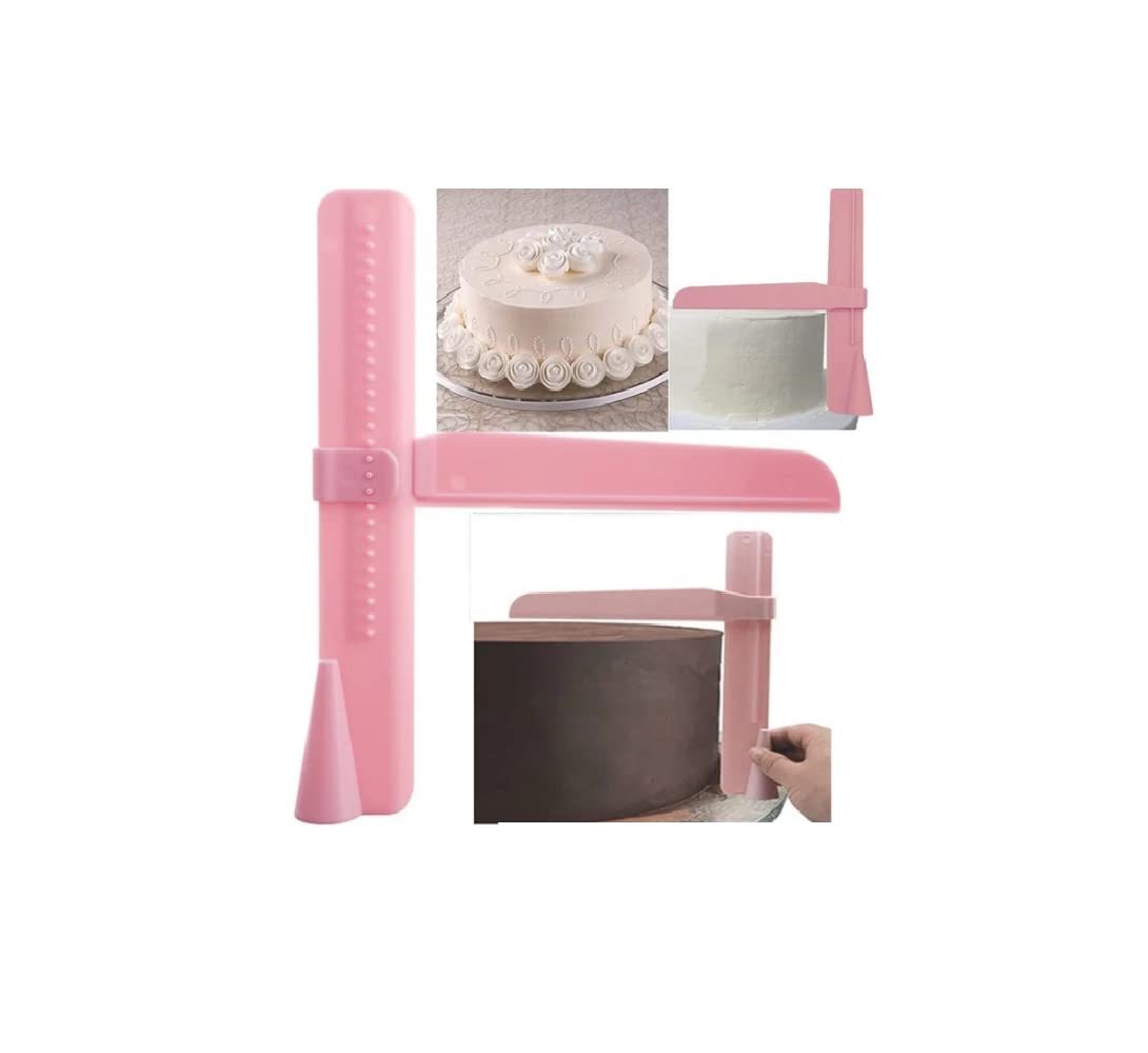 S.han Plastic Adjustable Cake Icing Edges Smoother Cake Scraper (Pink)