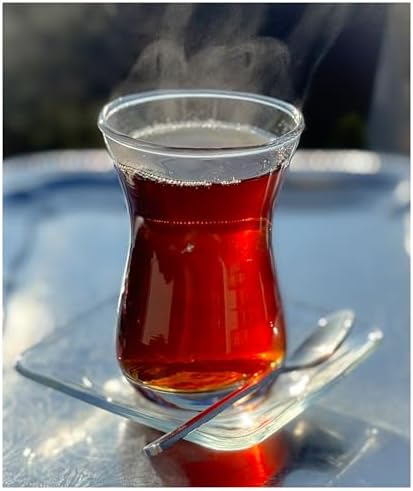 Set 6 Bicchieri Da Tè In Cristallo Turco Con Piattini – 170 Ml, Forma Tulipano, Lavabili In Lavastoviglie, Eleganza Per Çay E Caffè - 2