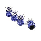 Poids : 13 grammes/4 pièces HZADY 4 pièces Couronne Bling Diamant Cristal Capuchons de Roue Strass Argile ABS Voiture pneus vannes Tige de Pneu Bouchons de Valve d\'air Couvercle hermétique Bling (Color : 4pcs Dark Blue)