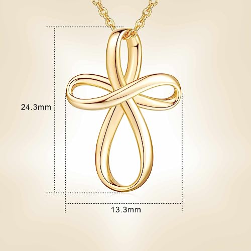 Cross Necklace 14K Gold Cross Necklaces for Women Twisted Gold Chain Necklace for Womens Pendant Necklaces 24mm2
