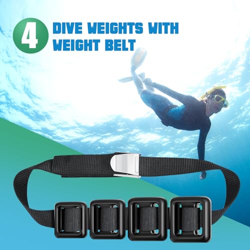 Tellegloww 4 Pcs Dive Weights Belt for Scuba Diving Coated Dive Weights Nylon Dive Belt with Metal Quick Release Buckle for Free Diving Spear Fishing (1.1lb, 2.2lb, 3.3lb,4.4lb) by Tellegloww - Image 4