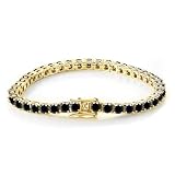 LOEXZAH Bracciali da tennis in moissanite nera da 1 carato da donna e uomo in argento Sterling 925 con moissanite bracciali tennis con diamanti neri a taglio D con certificato, Pietra preziosa,