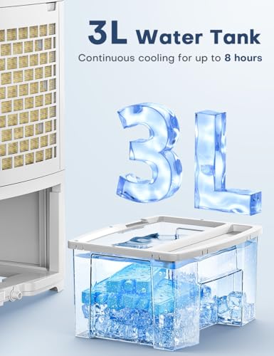 BALKO 32 INCH Evaporative Air Cooler, Windowless Swamp Cooler Portable Air Conditioners w/Sleep/Natural/Normal/Cool Mode, 3 Speeds, Remote & Smart Timer for Auto-Off, Bladeless Air Cooler for Room