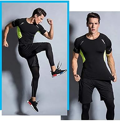 Ducomi Completo Uomo Palestra a Compressione Pantaloncino e Leggings  Sportivo Snellente T-Shirt Abbigliamento da Palestra Elasticizzato Tuta  Allenamento Fitness Running Jogging lencicol Tute da ginnastica Completi  sportivi