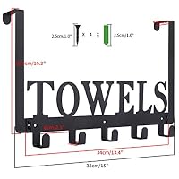 Kuhome Over The Door Hooks, Towel Holder for Bathroom, Door Mount Towel Rack Towel Hooks for Bedroom Beach Towels Bathrobe Wall Mount Hang on The Door Cabinet Cupboard Metal Sandblasted (Black) — image 2