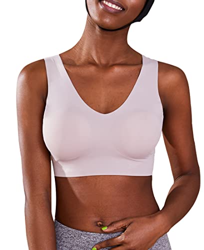 Damen Unsichtbarer kabelloser BH Push Up Sport BHs für Frauen Hohe Unterstützung No Show V-Ausschnitt Sportliche Bralettes, khaki, Medium Cover