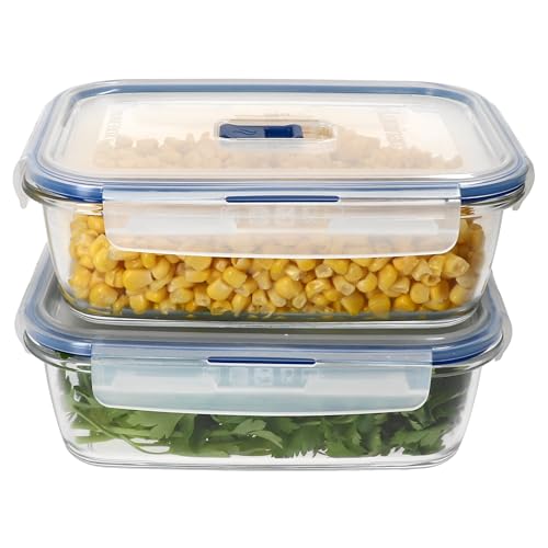 MamboCat 2X Pure Box Active Vorratsdosen I 1,22L I Glasdosen mit Kunststoffdeckel mit Ventil I auslaufsicher, luftdicht, BPA-frei I Brotbox, Aufschnittbehälter, Lunchbox, Glas-Behälter