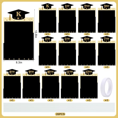13 Pcs DIY Graduation Yard Signs, 13.8" x 8.3" K-12 Congrats Grad Photo Lawn Sign with Stakes, 2026 Graduation School Picture Display Sign Decor for Outdoor Patio Grad Party Supplies by PURPLE STAR 1N - Used condition - Image 2