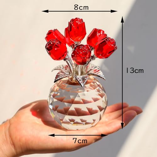 Kertari 誕生日プレゼント女性 人気 【正規品】k9クリスタル バラ花 枯れない花 造花 薔薇 インテリア ギフト 結婚祝い 記念日 母の日 父の日 クリスマス 退職 お祝い ホワイトデー に適用 母 妻 彼女への贈り物 - レッド [4]