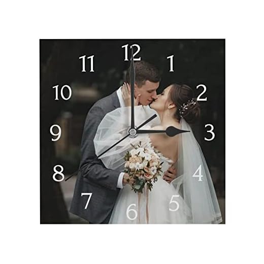 Custom Square Wall Clock, Personalized Wall Clock with Photo Text, Personalized Picture Clock, Customized Gift for Anniversary Wedding Valentine's Day Fits Living Room Kitchen Bathroom, 9.4 inch