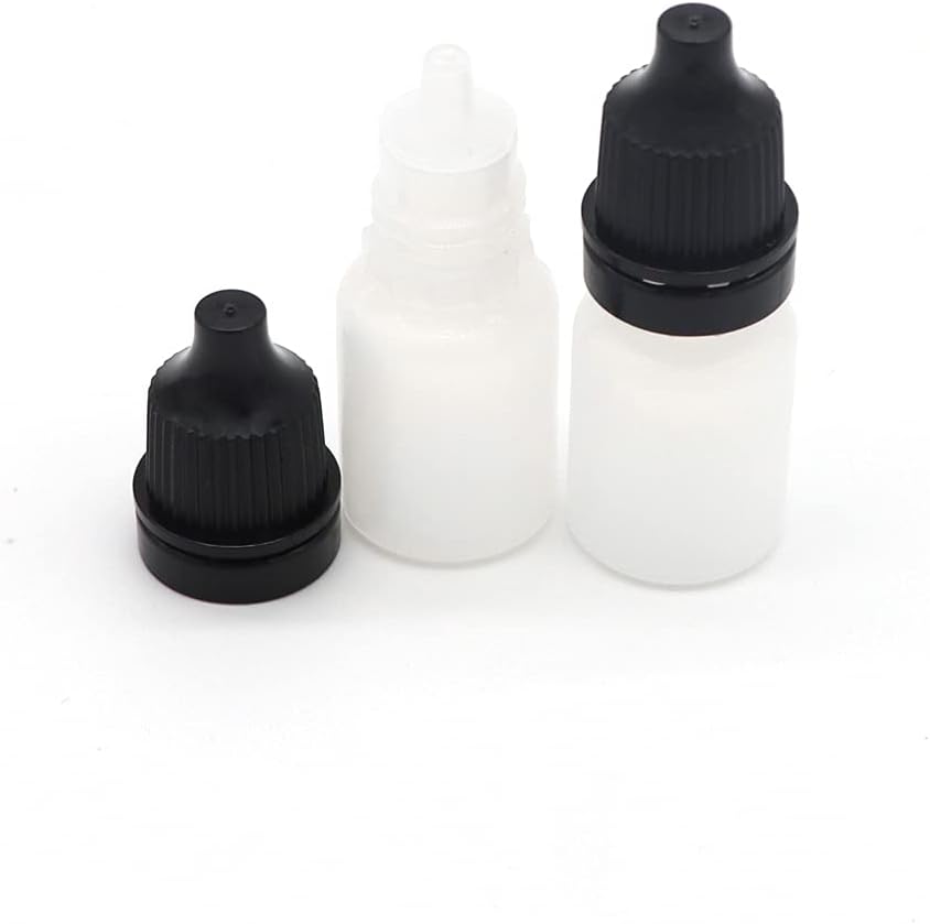 50pcs Empty Eye Dropper Bottles 5ml Plastic Squeezable Dropper Bottles Eye Liquid Dropper Dropping Bottles(Black Cap)