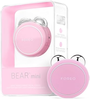 FOREO BEAR mini Masajeador facial eléctrico de microcorrientes - Define el contorno de la mandíbula - Lifting facial no invasivo - Pearl Pink