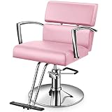 Baasha Salon Chair Beauty Barber Chair with Vented Back Design, Pink Hair Salon Chair, Stain Resista