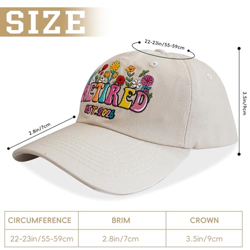 Image of Embroidered Retired Hat, Retirement Gifts, Adjustable Cotton Breathable Colorful Baseball Cap