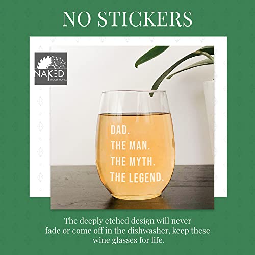 Nakedwoodworks Gifts For Dad | Wine Glass Gift For Dad - Dad. The Man. The Myth. The Legend. Perfect Birthday Or Father'S Day Gifts For Dad Or Grandpa! Awesome Dad Gift For Any Occasion! thumb #4