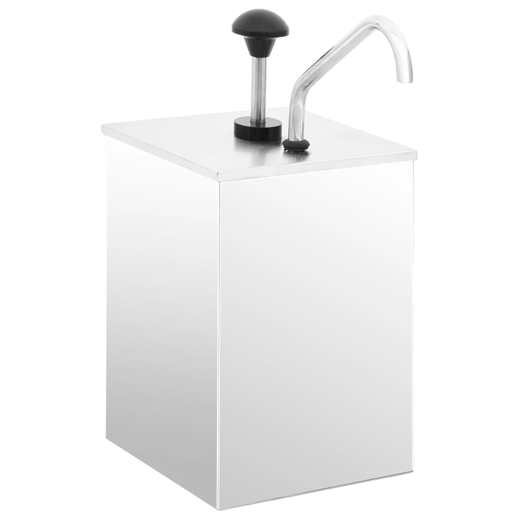 Dispensador de salsa de acero inoxidable 3,5 L con bomba y boquilla antigoteo, accesorio para salsa de tomate, mayonesa, aderezo, mostaza, aceite y vinagre, dosificador gastro con tapa y