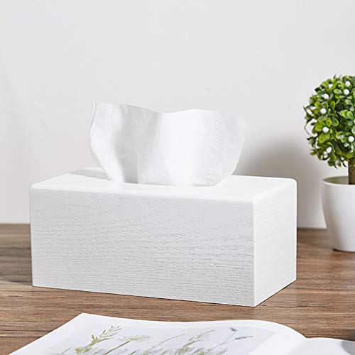 Green tree US Practical Wooden Rectangular Tissue Box White Paper Tissue Box Fine Tissue Holder Home Office Car Car Decorative Tissue Box