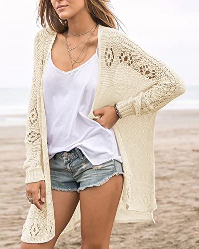 Image of Misassy Womens Open Front Knit Sheer Cardigans Summer Boho Lightweight Long Sleeve Kimono Long Sweater