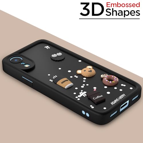 Image of Pikkme Back Cover for iPhone XR | Cute Fun Cartoon 3D Bear Silicone Full Body Protection Bumper Cover (Black)