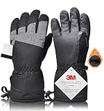 Waterproof Ski Gloves for Men Women, Winter Warm Cozy 3M Thinsulate Snowboard Gloves with Half Ski Mask for Skiing, Snowboarding, Shoveling & Outdoor Sports, with Pocket & Wrist Leashes