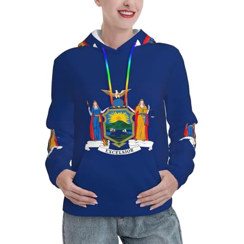 Sweat-shirt femme New York avec capuche ajustée et grande poche kangourou