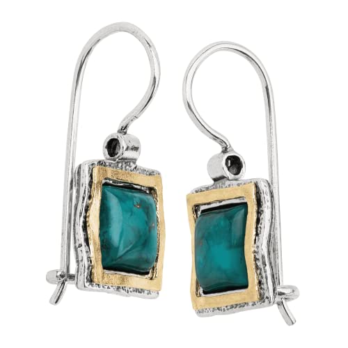 Silpada 'Emerald Lake' Compressed Turquoise Drop Earrings In Sterling Silver & 14K Gold Plate #TOP1