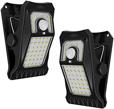 Tryme 45LEDs Solar Lights Outdoor Clip Motion Sensor Lights 3 Modes 3 Mounting Ways IP65 Waterproof Security Light for Fence, Deck, Wall, Garage, Patio (2 Pack)