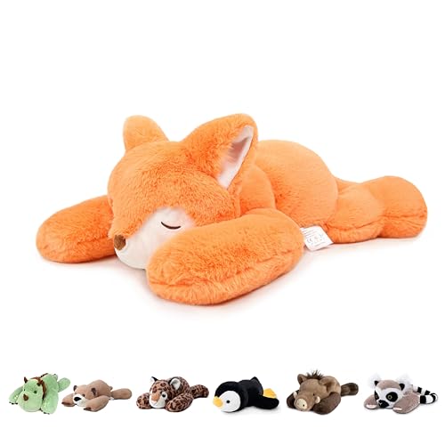 Niuniu Daddy 20" | 3.3 Pound Fox Weighted Stuffed Animals, Giant Fox Sensory Body Pillow Plush Toy, Heavy Weighted Lap Animals with Adults Kids & Soft Squishy Fur for Birthday