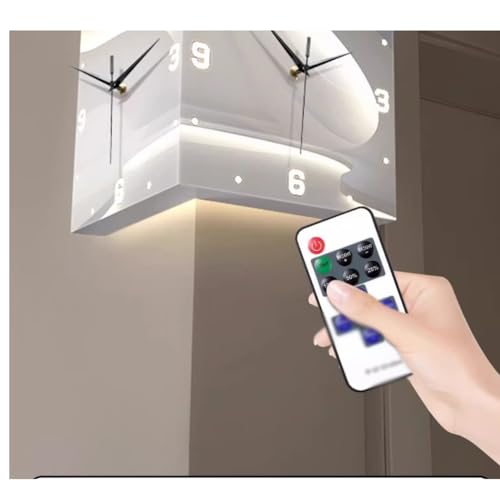 Reloj de pared de esquina 26x26x26 cm con luz LED miniatura 4