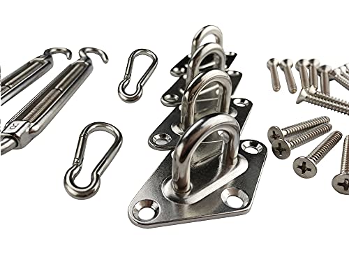 Coscool Sun Shade Sail Hardware Kit 6 Inch Stainless Steel Anti-Rust Outdoor Patio Rectangular/Square/Triangular Shade Sail Installation Kit #TOP6