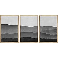 SIGNWIN Framed Canvas Print Wall ArtTop of Mountain Nature Rocky Illustrations Minimalism Contemporary Landscape Dramatic White for Living Room, Bedroom, Office - 16