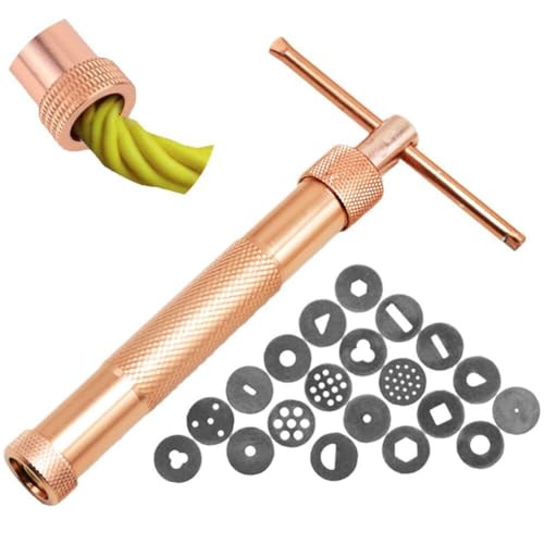 Dinntty - Dinntty Extrudeuses d'argile en Acier Inoxydable, Extrudeuse De Pâte À Sucre, Presse-Argile Durable pour Gâteaux De Poterie Ensemble D'outils De avec 20 Moules - -5%