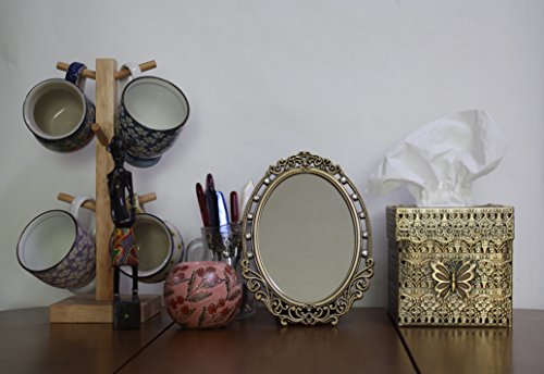 Espejo Ovalado Vintage Metal con Cristal y Soporte miniatura 5