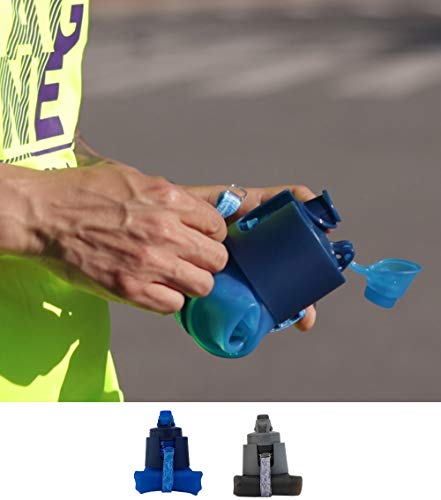 Almacura 2 Pack Water Bottles Collapse Silicone Foldable Medical Grade Bpa-Free Steady 22 Oz Travel, Portable, Gym, Cycling, Hiking, Sports, Biking, Durable, Leak Proof Twist Cap (1 Gray + 1 Blue) #TOP3